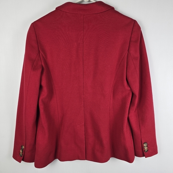 Talbots Women's Aberdeen Red Cotton Blend Blazer 2 Button Closure Size 10 Office - Picture 9 of 14
